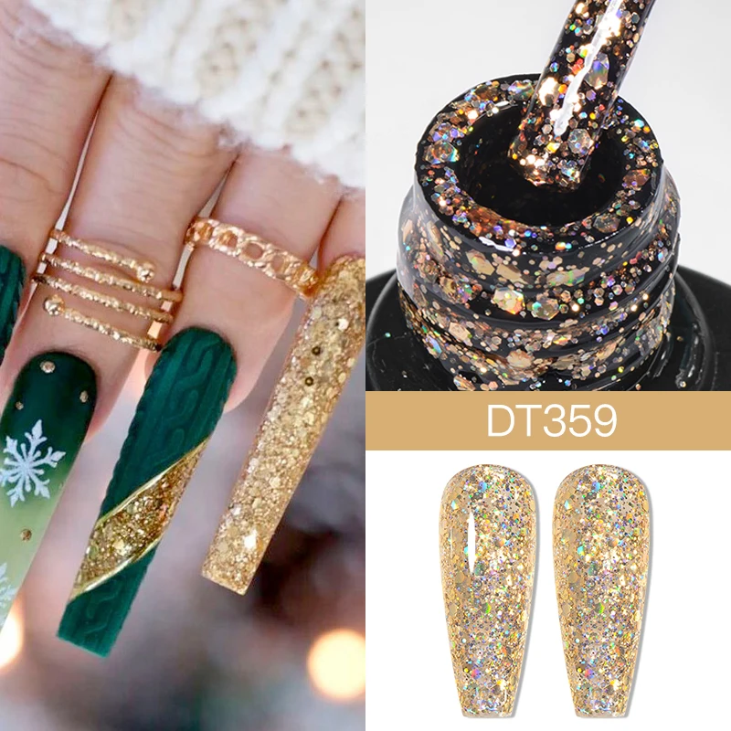 MEET ACROSS 7ml Christmas Color Serises Gel Nail Polish Red Green Semi Permanent UV Gel Varnish For Manicure Glitter Nail Art 3