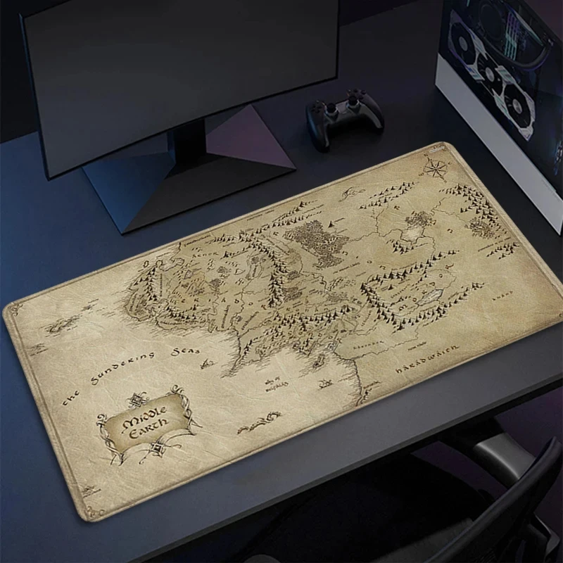 Middle Earth 마우스 패드 L-Rords 컴퓨터 책상 매트, 게이머 키보드 매트, 스티치 가장자리 마우스 패드, 캐비닛 PC 테이블 마우스 매트