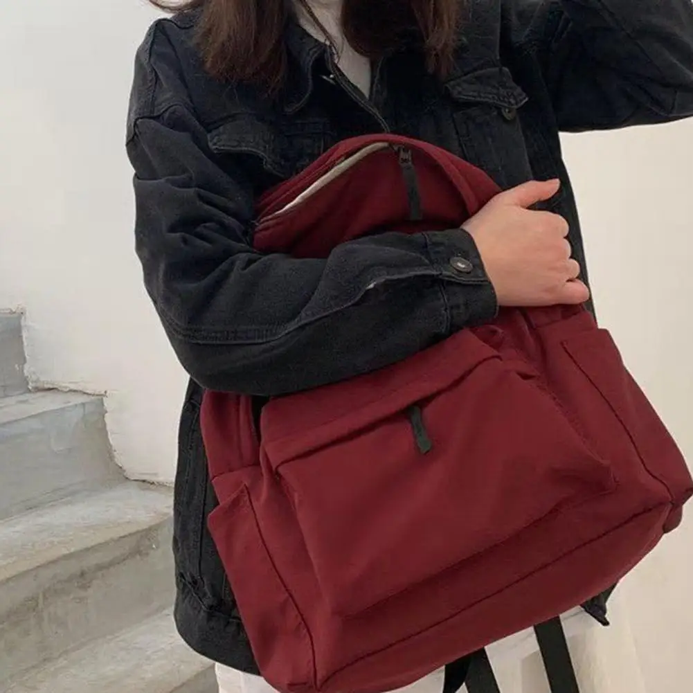 

Book Storage Backpack Waterproof Travel Camping Backpack with Capacity Scratch-resistant Solid Color Double Straps for Students