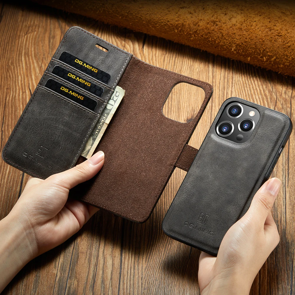 Flip Case Leather Iphone 11 Pro Max Wallet Case Detachable