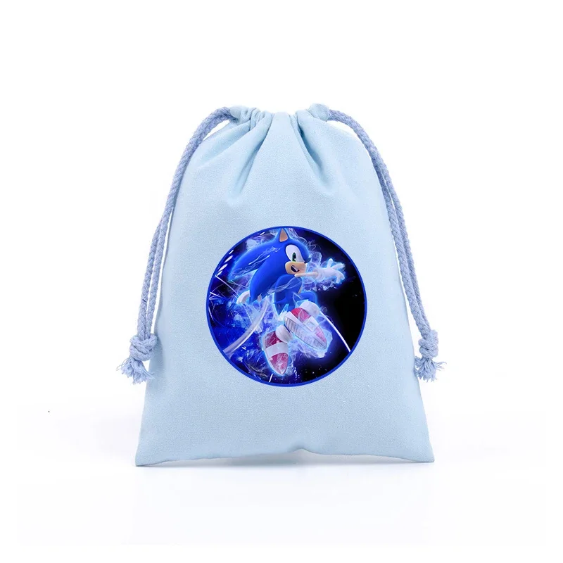 thumbnail image 1 of Bolsas con cordón de Sonics Anime The Hedgehog, bolsa de almacenamiento de dulces para maquillaje, bolsa de algodón Kawaii, práctico paquete con bolsillos, bolsa de regalo de cumpleaños, nueva, 1 of 5