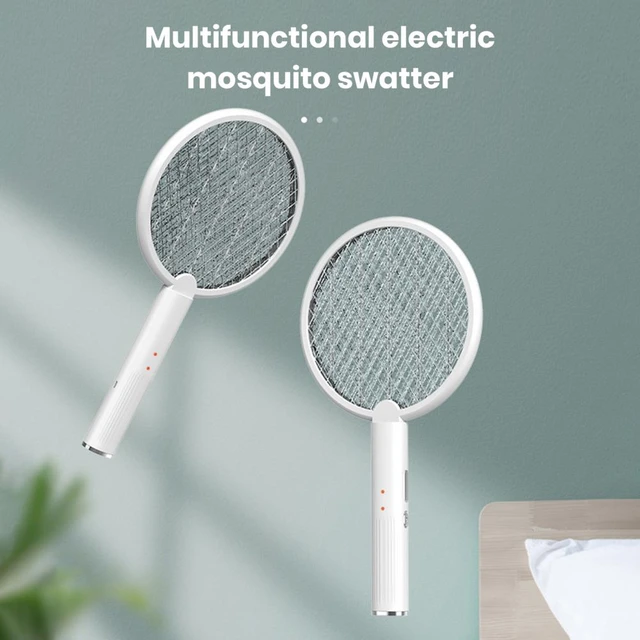 Tapette à mouche électrique 5 en 1, tête rotative, Rechargeable, raquette  anti-moustiques avec 3 couches de maille de sécurité, 2 pièces