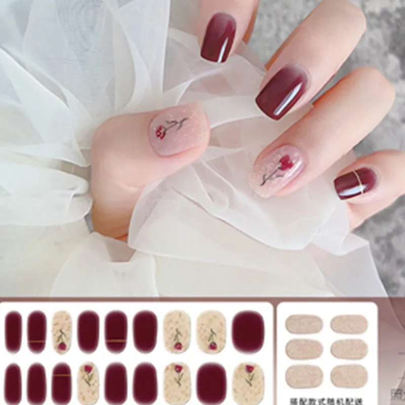 

Полутвердые гелевые обертки для ногтей простые весенние цветы клейкие водонепроницаемые стойкие гелевые наклейки для ногтей Твердые в УФ-лампе нужно