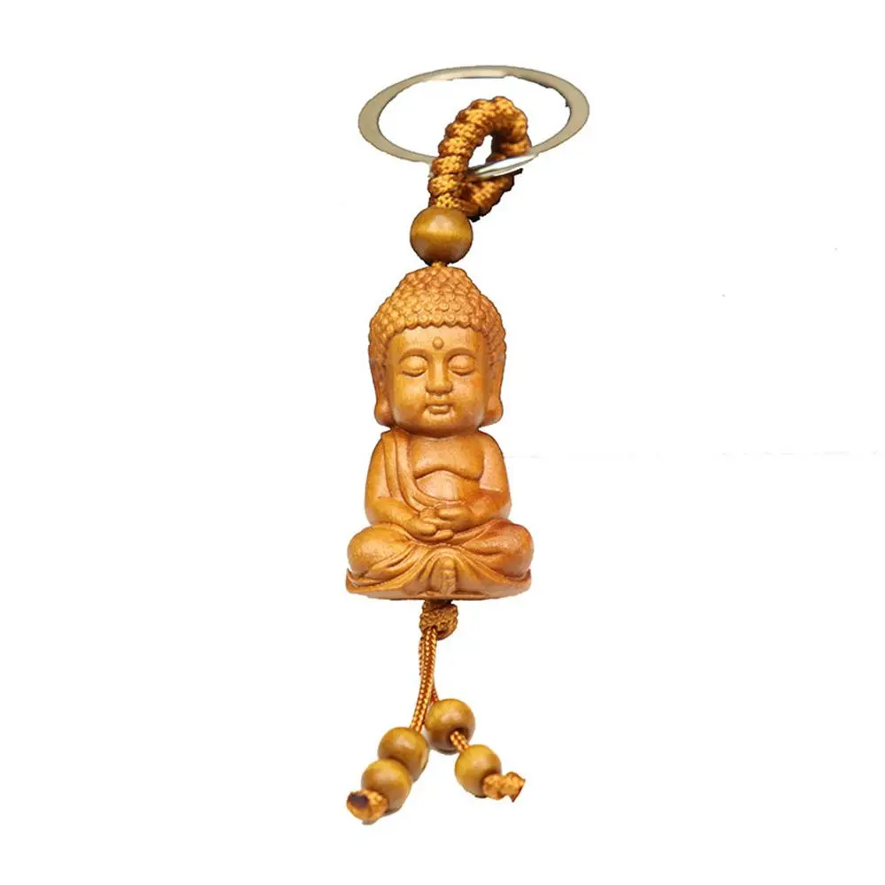 Wooden Buddha Monk Keychain Carving Pendant