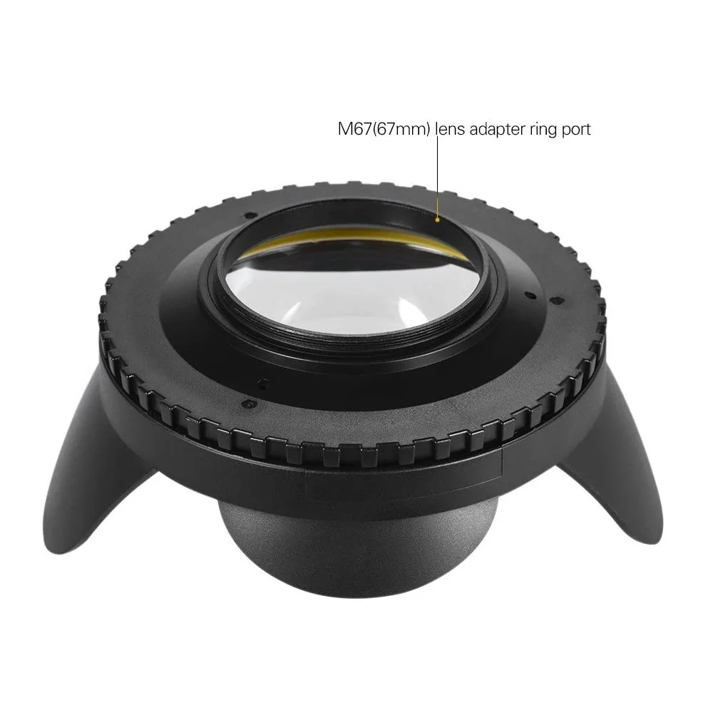 Mcoplus 어안 수중 다이빙 광각 렌즈, 캐논 니콘 후지필름 카메라 해개구리 Meikon 하우징, 67mm 0.7x