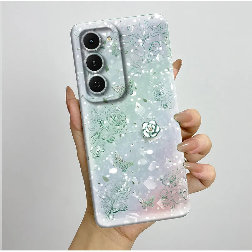 Aesthetic Flowers Slim Liquid Silicone Phone Case - Anti-Drop Protective Soft Cover