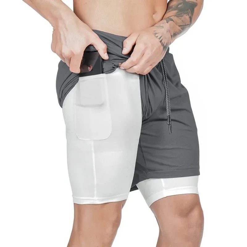 Men Double Layer Breathable Running Shorts