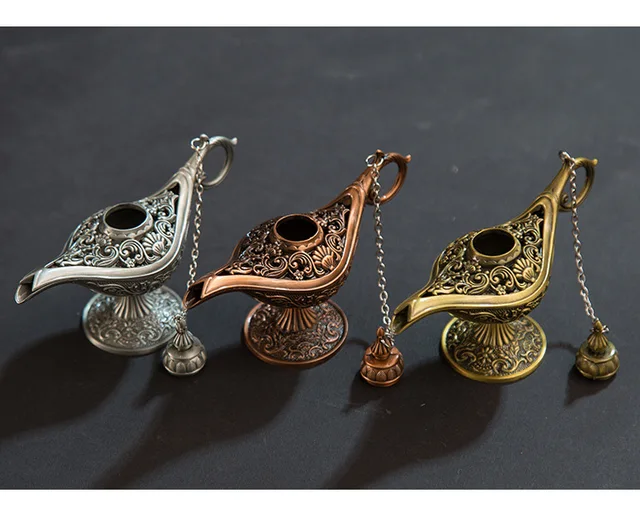 ERMAKOVA 12cm(4.7)Classic Rare Hollow Legend Aladdin Magic Genie Lamps  Incense Burners Retro Wishing Oil Lamp Home Decor Gift - AliExpress