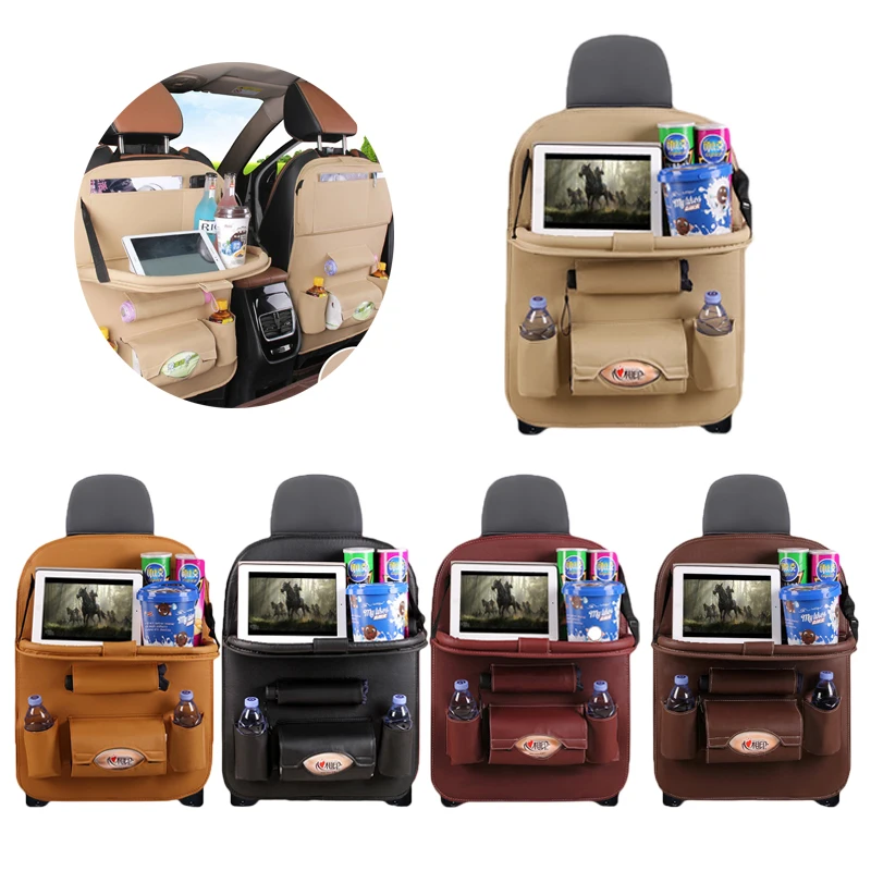 Pu Leather Pad Bag Car Seat Organizer Foldable Table Tray Travel Storage Dining | Автомобили и мотоциклы