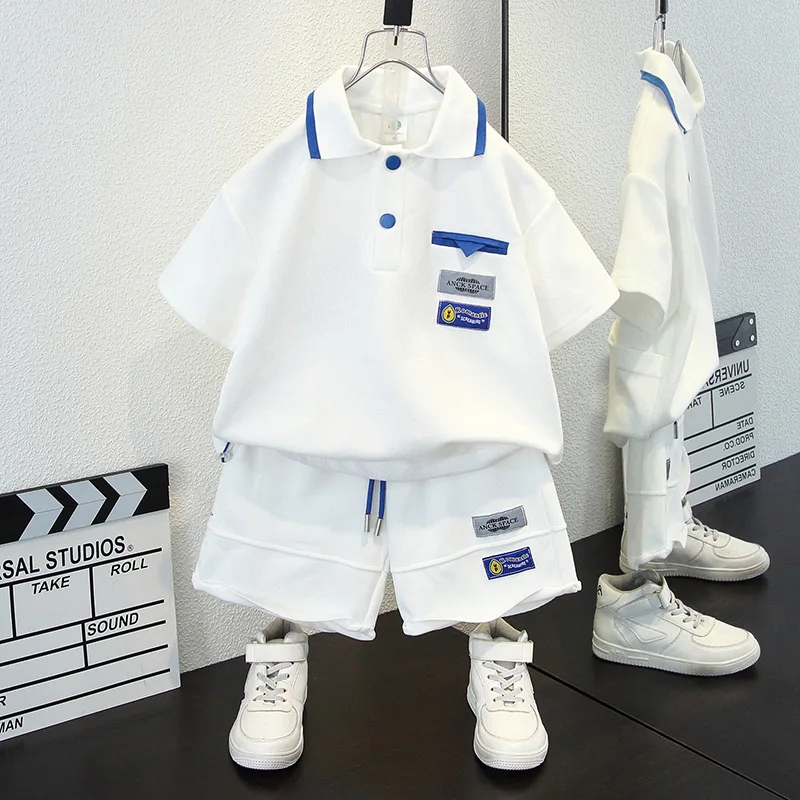 

New Casual Toddler Boys Clothing Set Summer Short Sleeve Top+Short Pant Cotton Baby Clothes Sport Suit For 2-12Years