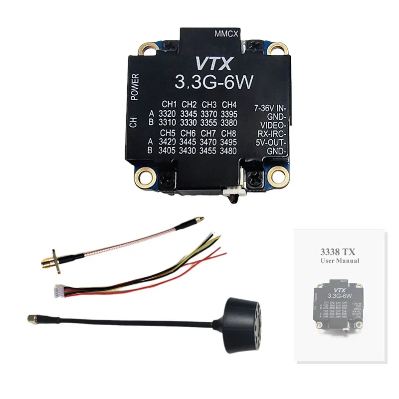 VTX 3.3GHz 6W 6000mW 16CH Transmetteur FPV pour Drone RC