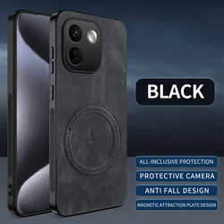 Magnetic Leather Shockproof Case with Soft Matte Finish and Full Camera Protection for Redmi Note 17 Pro 5G (Black)