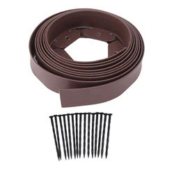 Flexible Landscape Edging Kit with Easy Installation and Garden Spikes (Coffee)