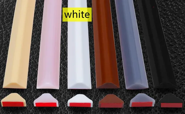 Multi-size Bathroom Water retaining strip Dry And Wet Separation Silicone Shower Barrier Dam Flood Self-adhesive door seal strip White