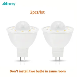 MR16 PIR Motion&Night Light Sensor LED Bulb 3.5W Equivalent 50W 500lm White 6000K Stairs Garage Corridor Walkway Hallway 2Pack