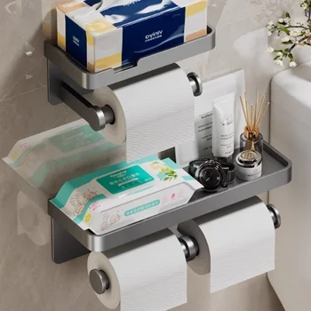 No-Drill Aluminum Toilet Paper Holder 1