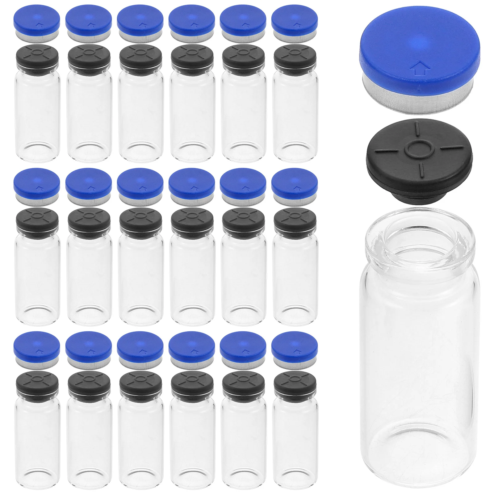 

Water Mini Glass Vials 20 Pack 10Ml Clear Headspace Caps Stoppers Flat Bottom Sample Lab Chemical Vial Transparent