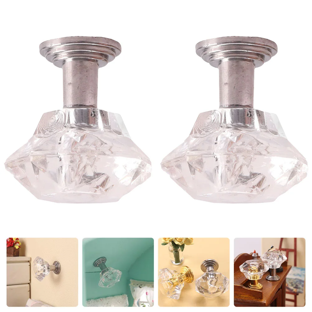 

2 Pcs Chandelier Miniature Simulation Lamp Toys Lighting Hanging Ceiling Furniture Acrylic Dolly House Child Sconce Lights