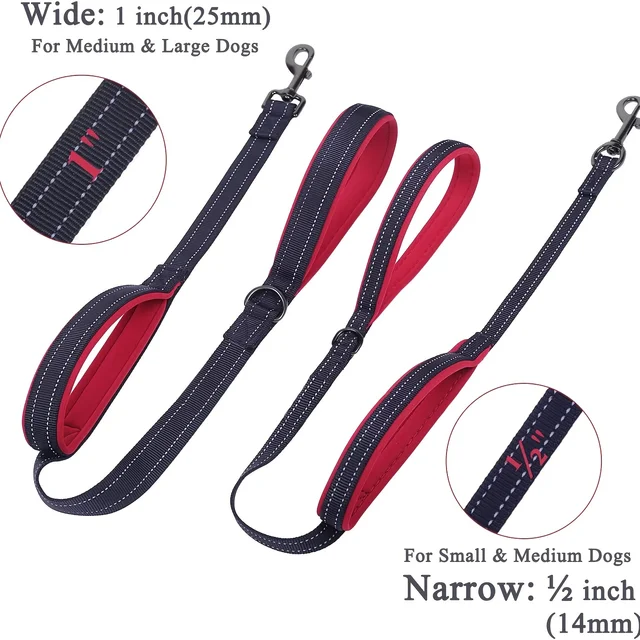 Dog Leashes Outdoor Travel Dog Training Chain Heavy Duty Double Handle Lead for Greater Control Safety Training Dual Handle 4