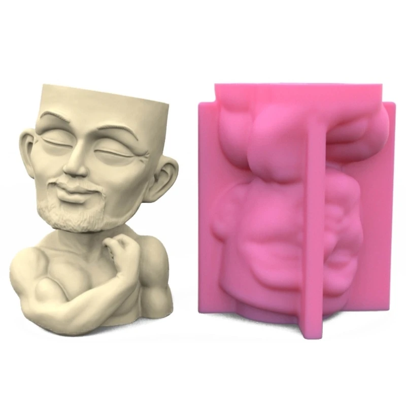 DIY Muscle Man Flower Pot Silicone Molds Pen Holder Epoxy Resin Mold Home Decorations Making Tool for DIY Craft Supplies