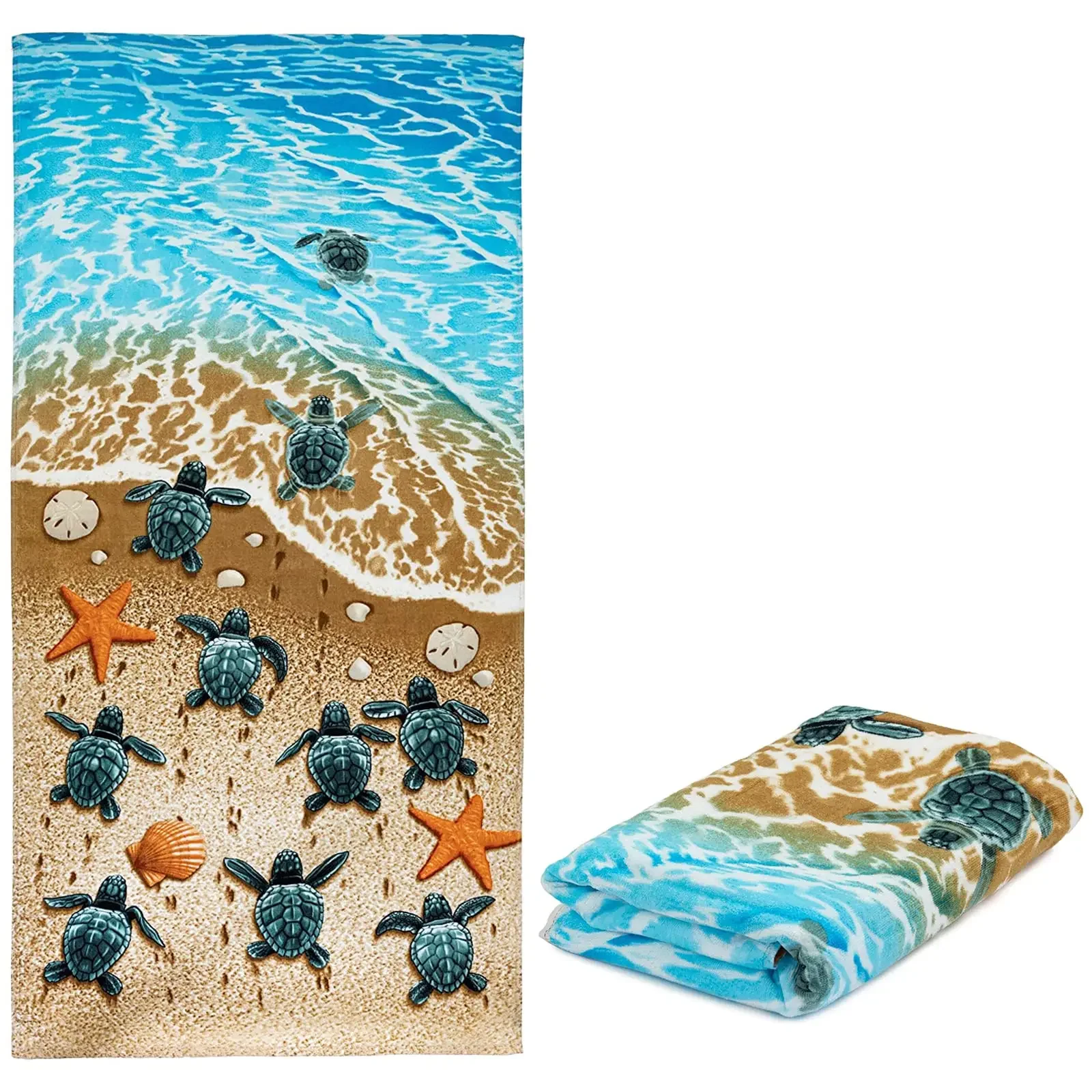 

Turtles on The Beach Super Soft Plush Beach Bath Pool Towel, Microfiber Turtle Beach Towels Ultra-Absorbent Quick Dry Sand Free