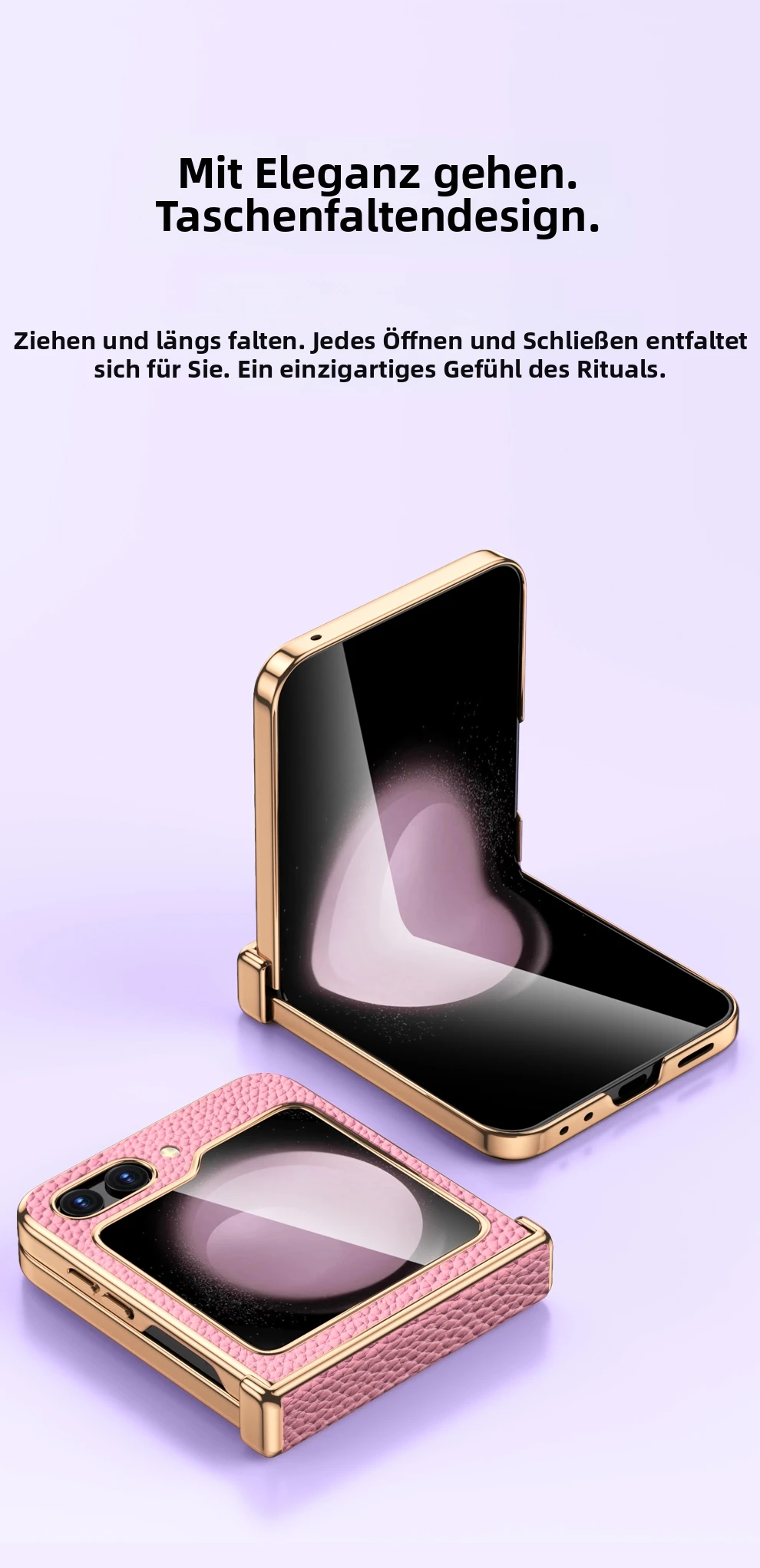 Handyhülle aus Rindsleder für Samsung Galaxy Z Flip7 7 Luxuriöse Scharnierschutz-Abdeckung mit Panzerglas – Detail 11