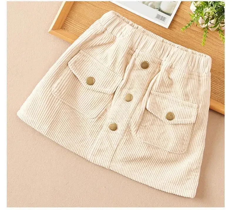 Girls Skirt Spring and Autumn New Girls Corduroy Korean Children Velvet Outer Wearing A-line Short Skirt