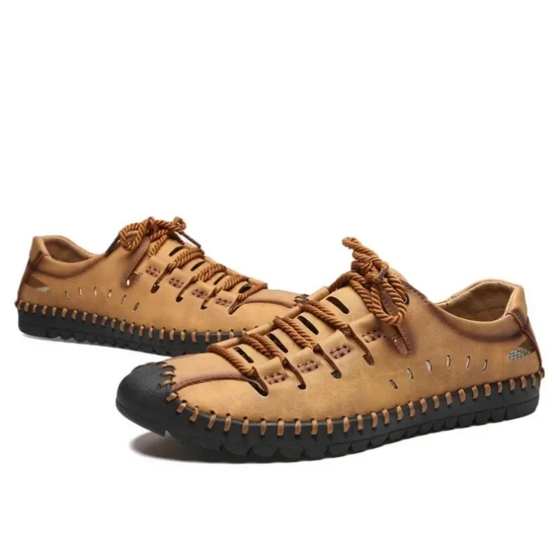 

Men PU Leather Sandals Comfortable Outdoor Casual Shoes 2024 Summer Beach Walking Male Sneakers