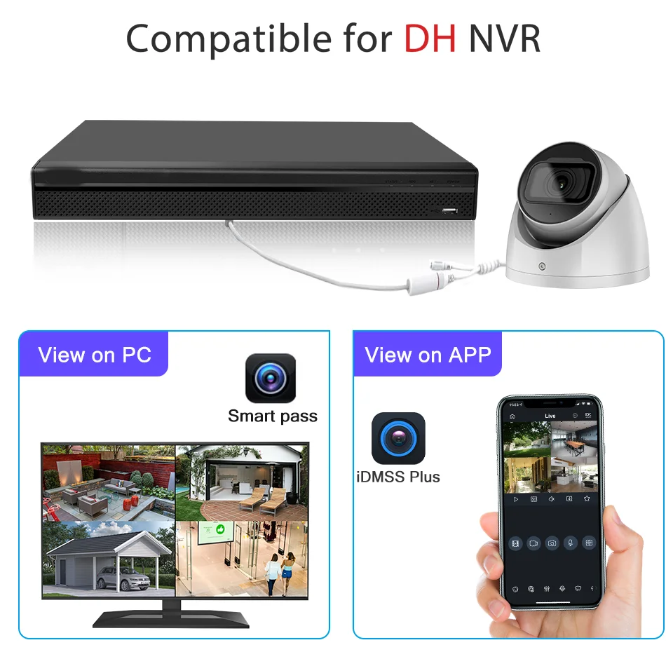 Vikylin Dahua WizSense IP 카메라, OEM IPC-HDW2841TM-S PoE IR 내장 마이크 SD 카드 슬롯, SMD 플러스 감시 네트워크 카메라, 8MP