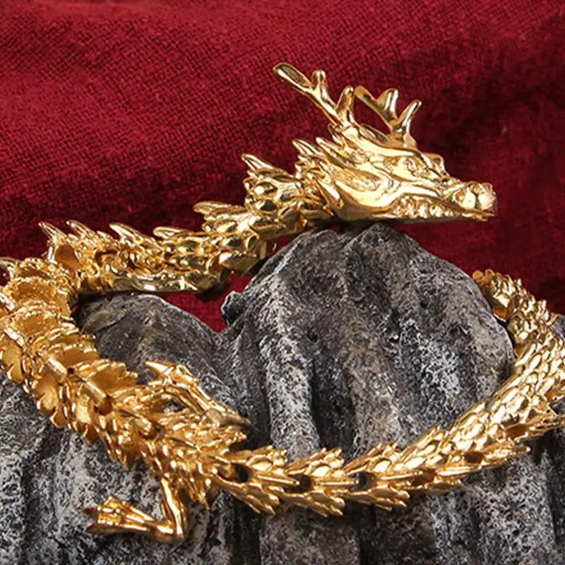 

Dragon Feng Shui Figurine Chinese Wealth Brass Decoration Creative Zodiac Dragon Sculpture with Moveable Joints for Hotel Bar
