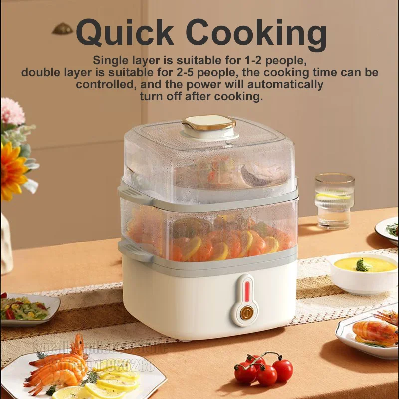 Vegetable Steamer Rice Cooker- Big Capacity Electric Steam Appliance with Timer for Healthy Fish, Eggs, Vegetables, Rice