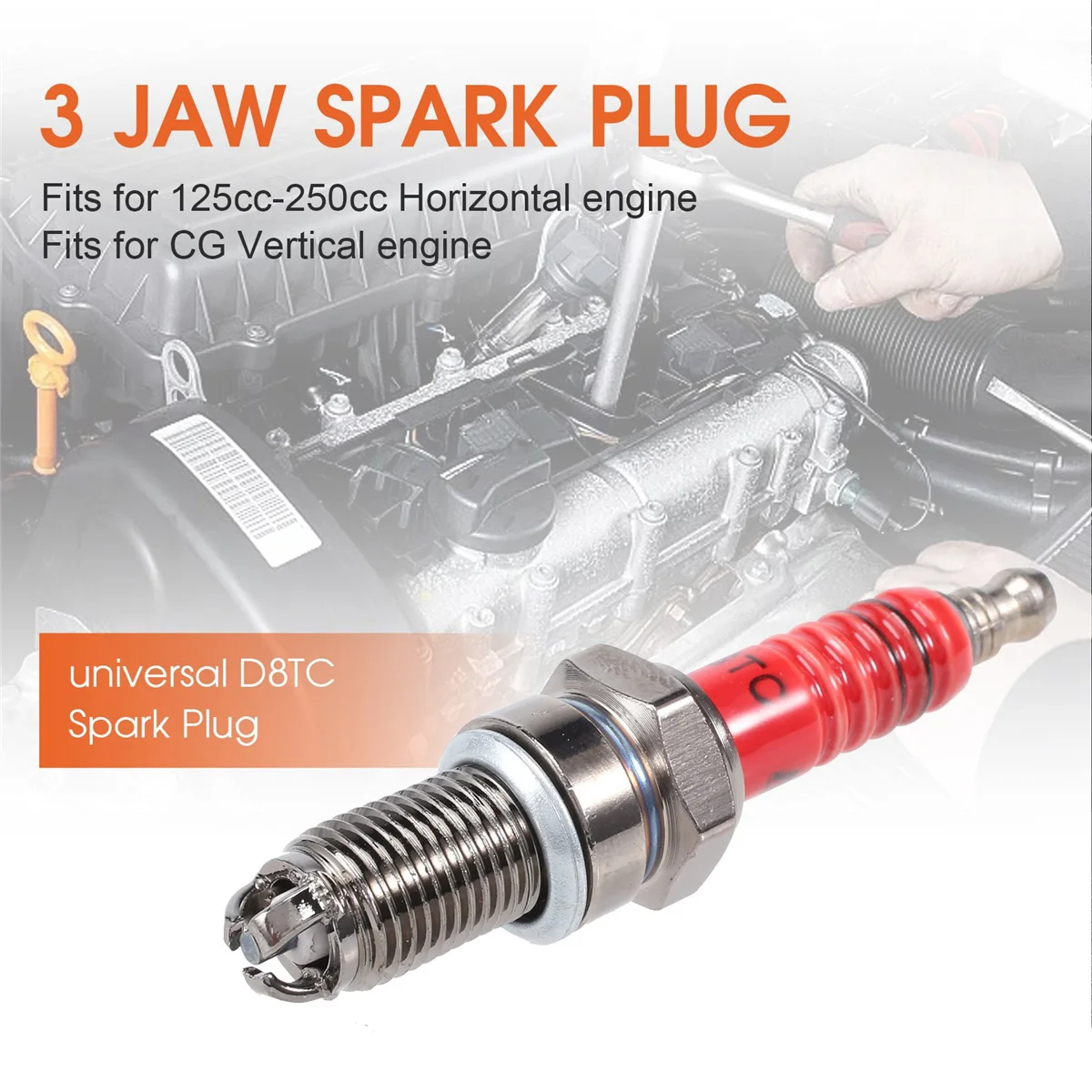 오토바이 스쿠터 ATV용 3 전극 점화 플러그 D8TC, 125Cc 150Cc 200Cc 250Cc, 1 개