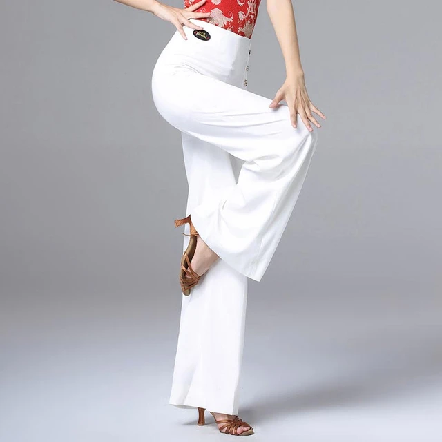 X176 Female White Modern Dance Pants High Waist Social Dance Trouser Wide  Leg Dance Pant Cha Cha Samba Tap Dance Clothes - Latin - AliExpress
