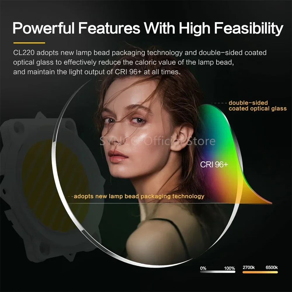 Synco COLBOR CL220 200W 2700-6500K Bi-Color PhotographyCOB Video Light with APP