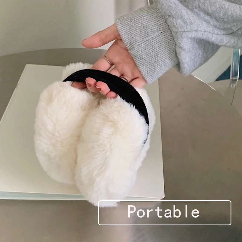 Soft Plush Ear Warmer Winter Warm muffs for Women Furry Cozy Solid flap Students Cold Protection Fashion Ladies  Cover
