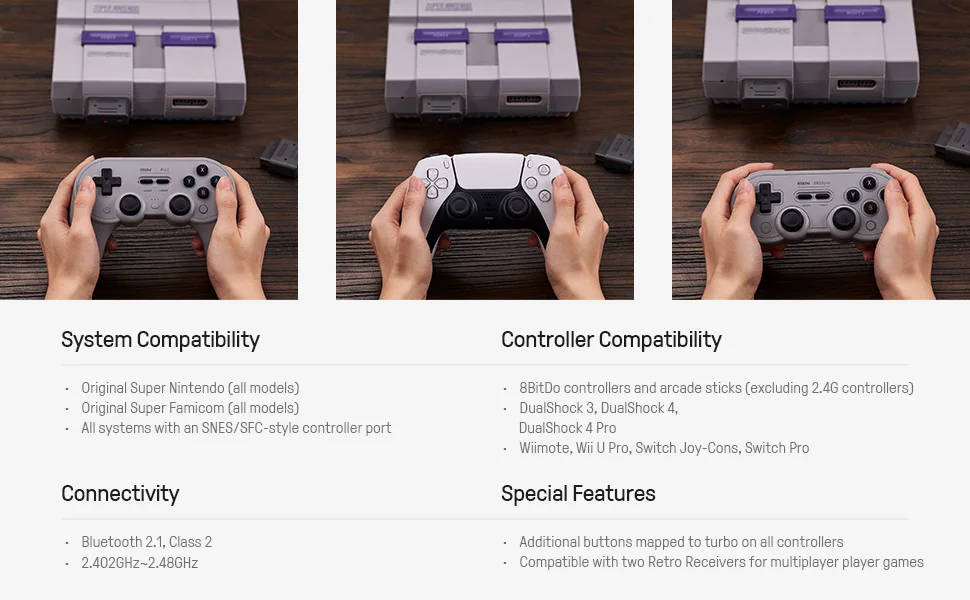 8BitDo Retro Receiver For SNES SF-C Snes Version