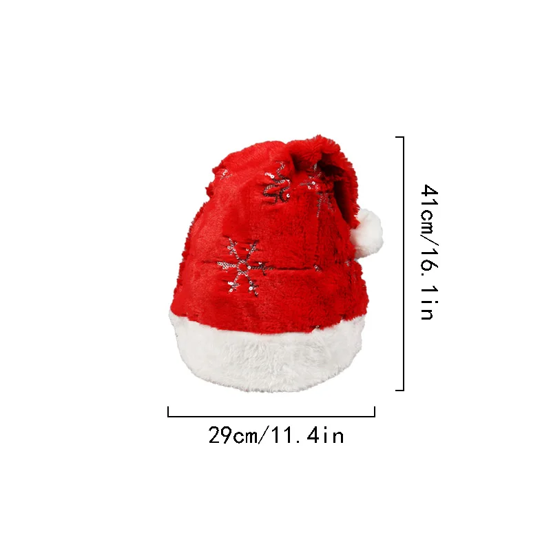Soft Plush Christmas Hat Red White Snowflake Santa Hats New Year Decoration Holiday Xmas Ornament Navidad Party Supplies