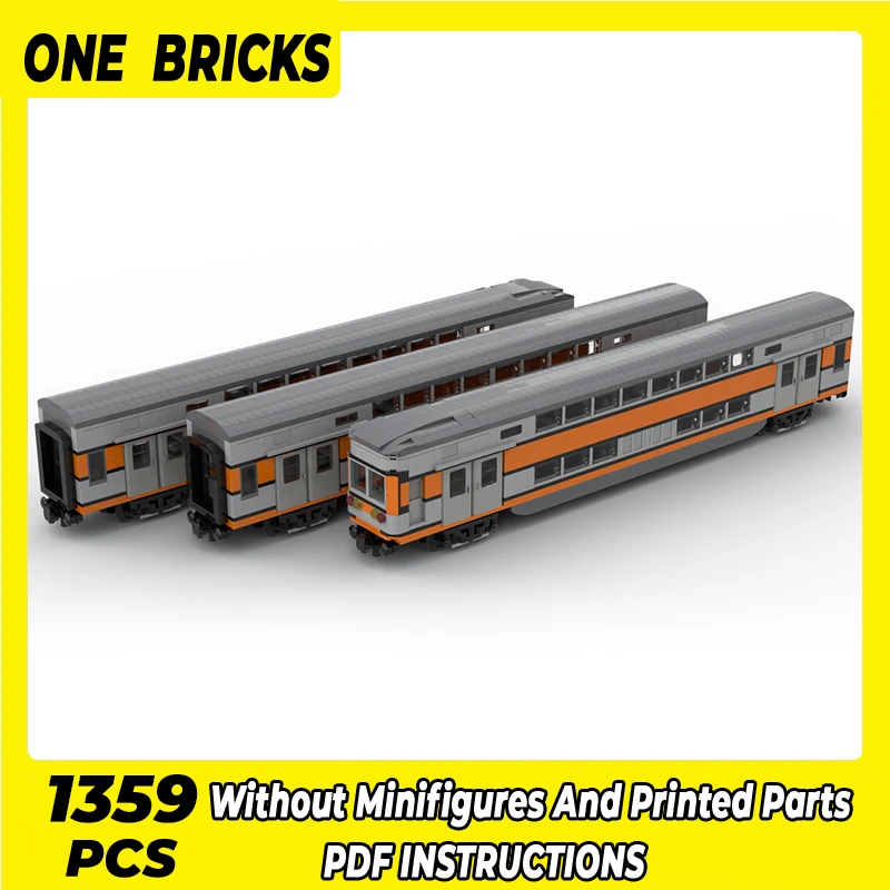 

City Vehicle Model Moc Building Bricks Train Wagon Rame VB2N SNCF﻿ Technology Blocks Gifts Christmas Toys DIY Sets Assembly