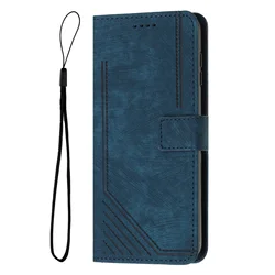 Geometric Line Leather Wallet Case Book with Flip Cover for Honor X9c (YX-X-blue)