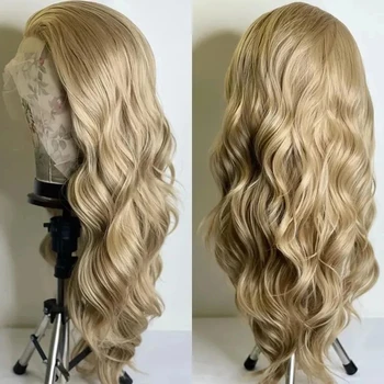 Parrucca anteriore in pizzo sintetico prepizzicato Webster biondo cenere 150 densità parrucche morbide per capelli per le donne parrucca sintetica per capelli