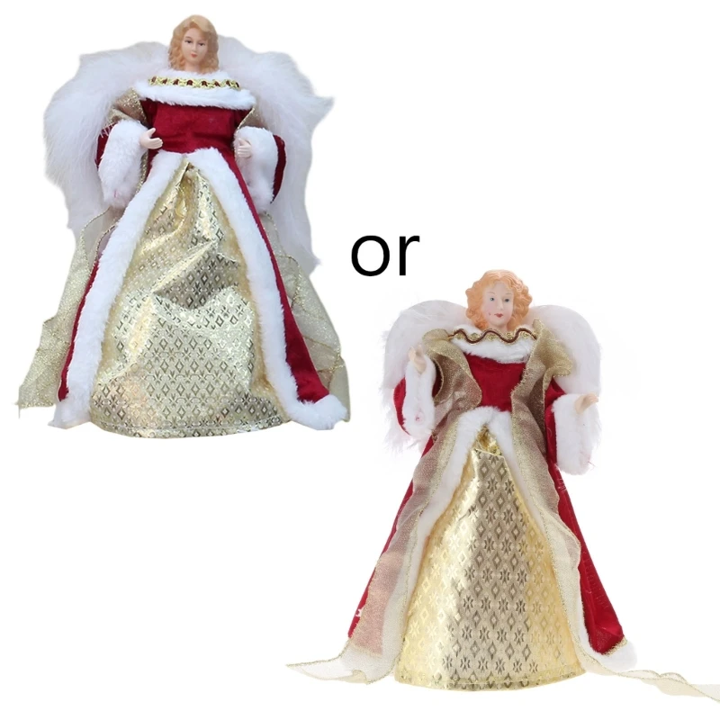 Angeled Statue Christmas Tree Toppers Wing Holiday Party Decorative Ornament