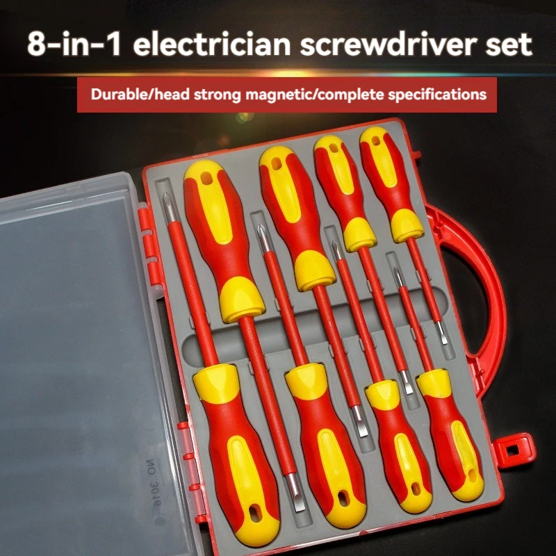 8 PCS Insulated Screwdriver Set Slotted Phillips High Voltage Resistant Screw Driver Electrician's Professional Tools Hand Tools
