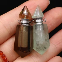 

Natural Stone Smoky Quartz Perfume Bottle Two Pointed Pendant For Jewelry MakingDIY Necklace Earring Accessories Gems Charm Gift