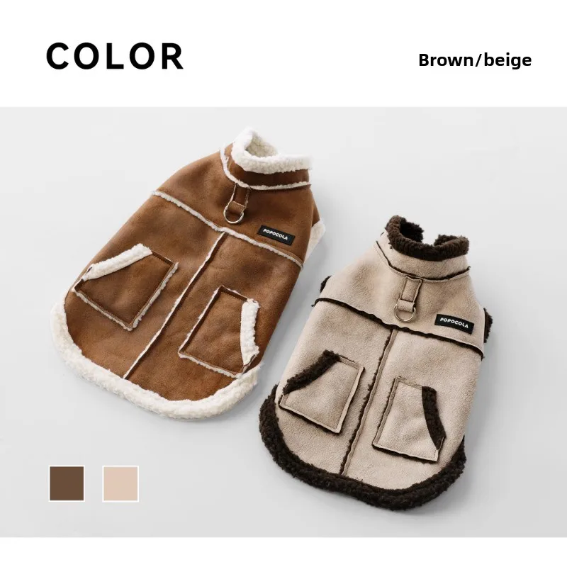 American Suede Dog Vest British-Style Dog Jacket Soft Breathable Winter Pet Outfit for Cats & Small Dogs Windproof & Warm