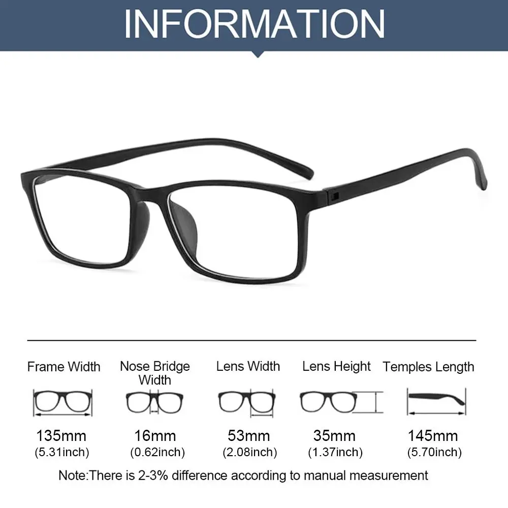 Eyeglass Frames Mirror Frame Tr90 Square Eyeglass Frame Ultra Light Portable Glasses Eyewear Protection Empty Without Pieces