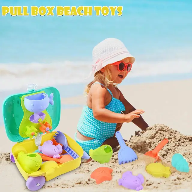 Children Mini Portable Beach  Sand  Toy  Set With Trolley Case Summer Outdoor Games Beach Toys Gift For Kids Toddlers Boys Girls 1