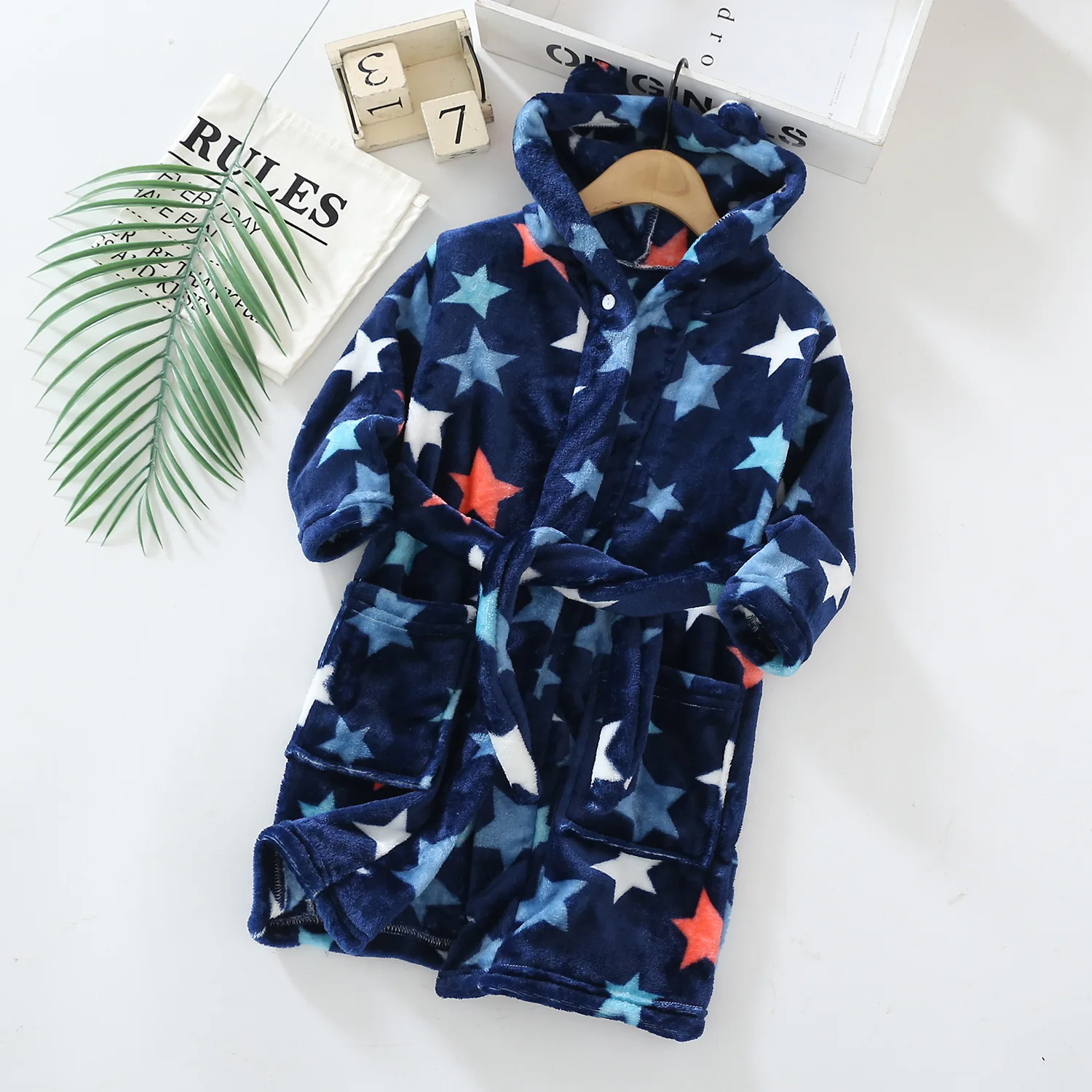 Soft Children Flannel Pajamas New Boys Star Robe Autumn Winter Kids Bathrobe Baby Girl Homewear Big Child Sleepwear 2-12 Years