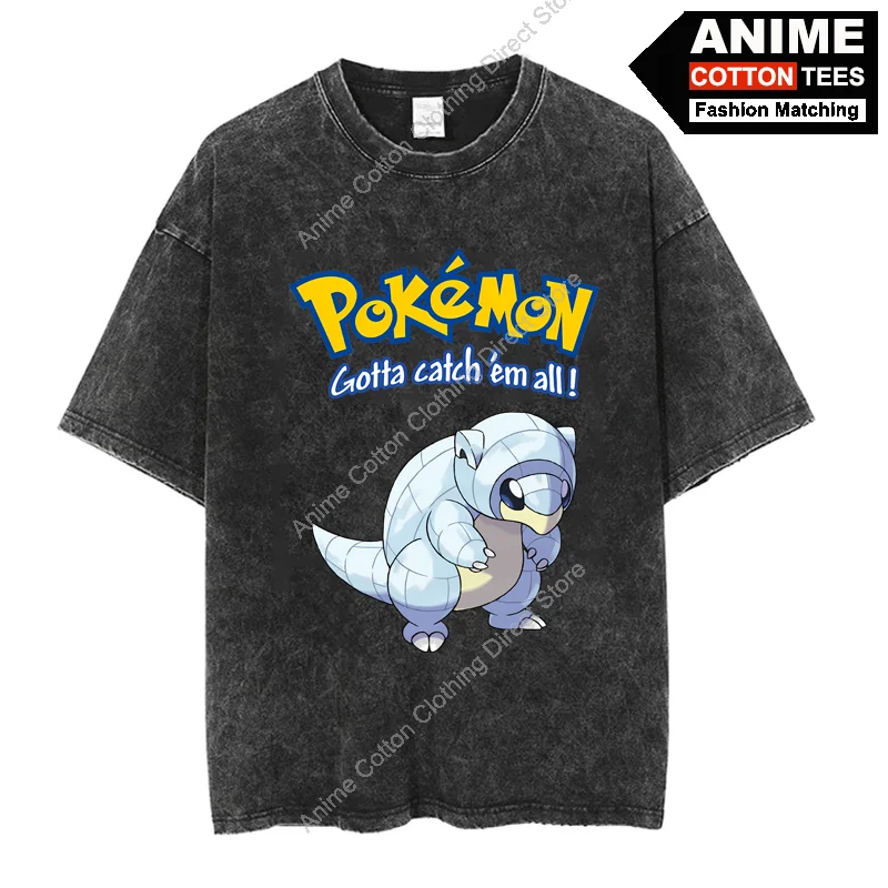 

Pokémon Sandshrew T Shirt Cartoon Anime Pokemon Cute Elf Print Clothes Y2k Harajuku Casual Unisex Oversized T-shirt Cotton Tees