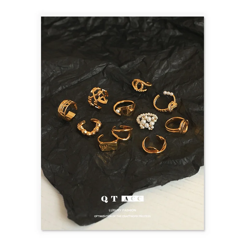 

Высококачественное Латунное гальванизированное настоящее золото, Геометрическая индивидуальность, французский нишевой дизайн, ощущение рук, Ювелирное кольцо, женский тренд