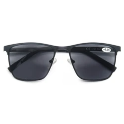 Blue Light Blocking Metal Frame Reading Glasses - +250 (C1 Black Gray)